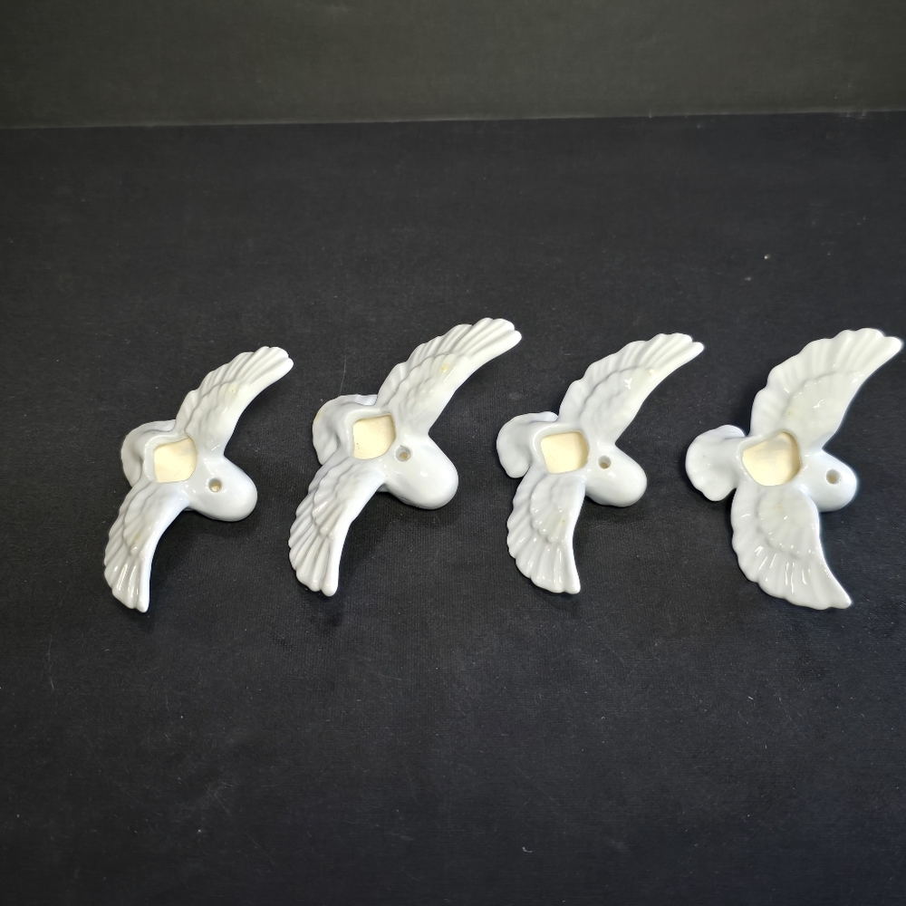 4 Light Blue Doves Porcelain Christmas Ornaments 2 Sizes: 2.5" and 3" - Picture 2 of 15